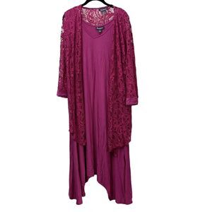 Roman’s Dress Womens 18/20 Pink Sleeveless Tank Style Pullover Midi Lace Jacket